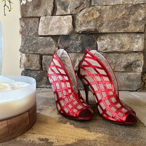 Chelsea Paris Red Zip Back Heels